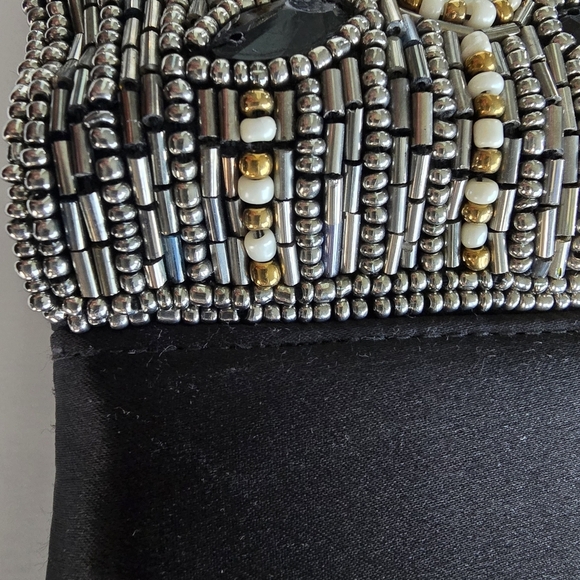 Banana Republic Sofie Beaded Clutch Black and Silver - Like New